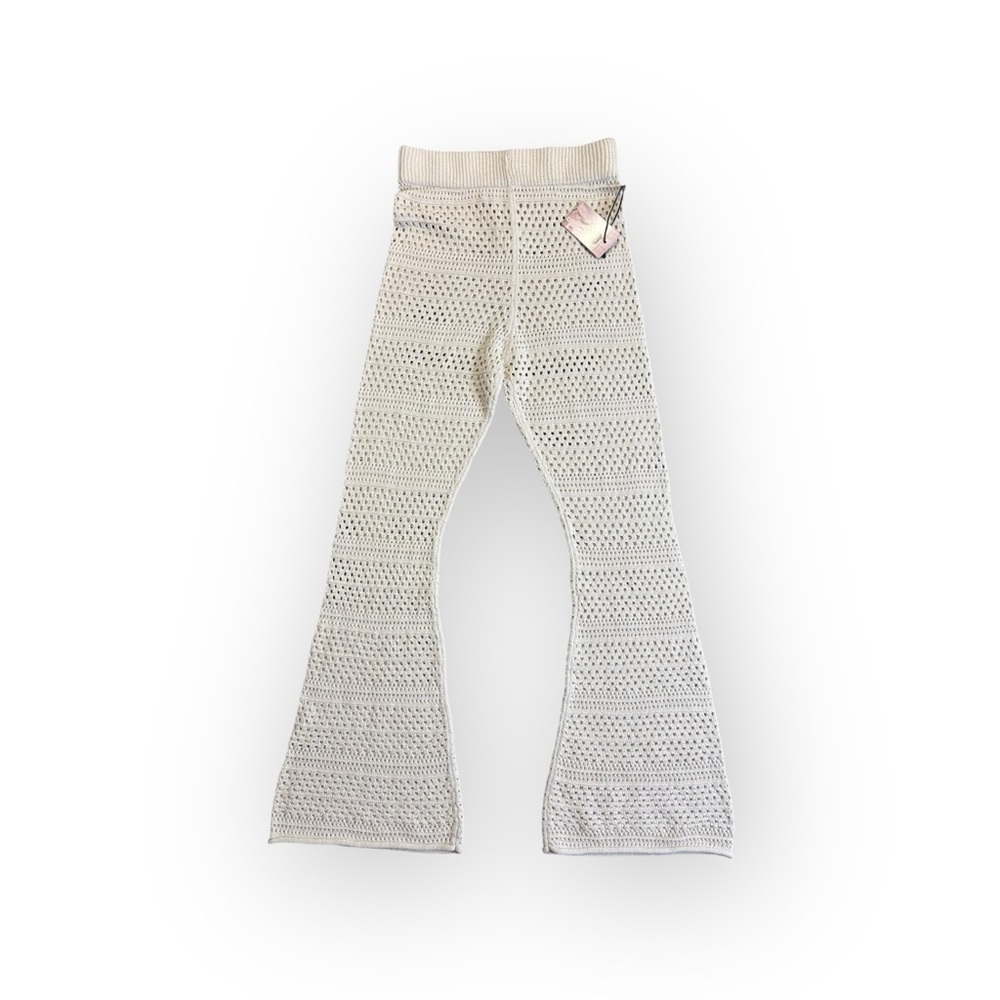 Sincerely Jules Crochet Knit Flare Pants | Cream 100% Cotton | XS